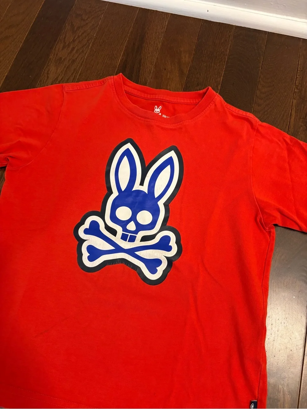 Psycho Bunny Kids Graphic T-Shirt Red Size S 7/8 100% Pima Cotton Big Logo